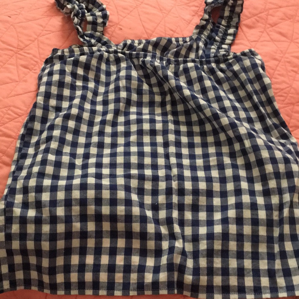 Blue and white square shirt tank top